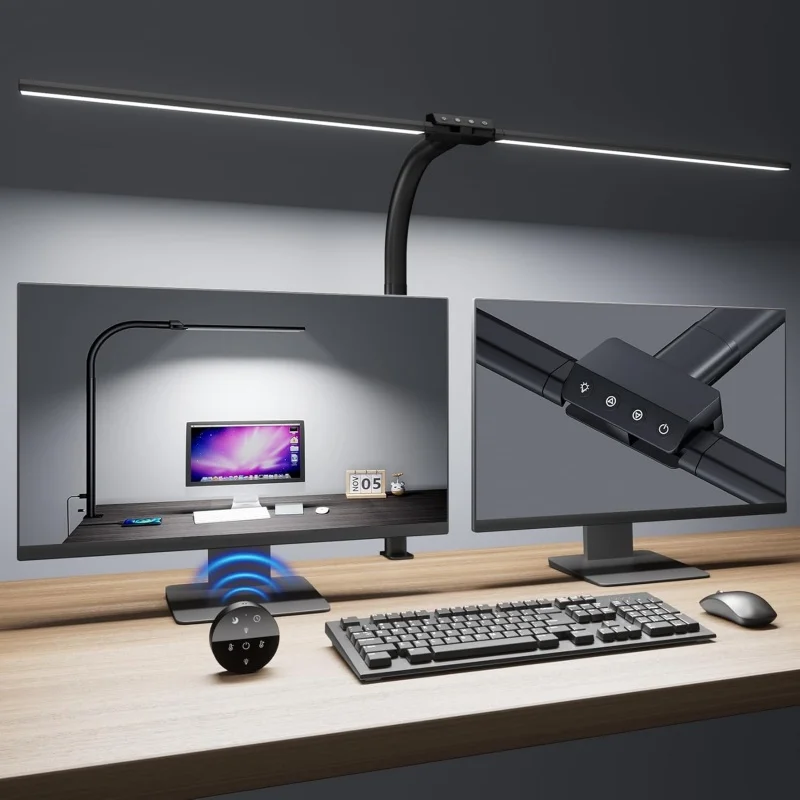 24W LED Desk Lamp with Gooseneck Touch Control Smart Light 10 Color Adjustable Flexible Arm Computer Monitor for Home Office
