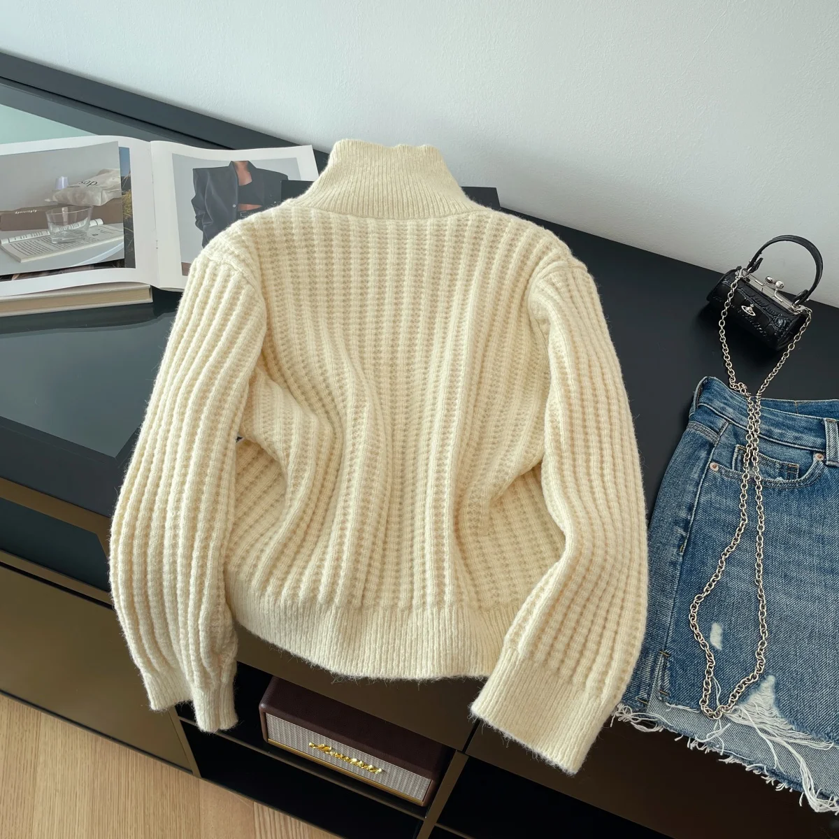 المرأة المشمش دافئ سترة متماسكة سترة خمر 2000s طويلة الأكمام الياقة المدورة سترة الكشمير المعنقة سترة ربيع الخريف للنساء