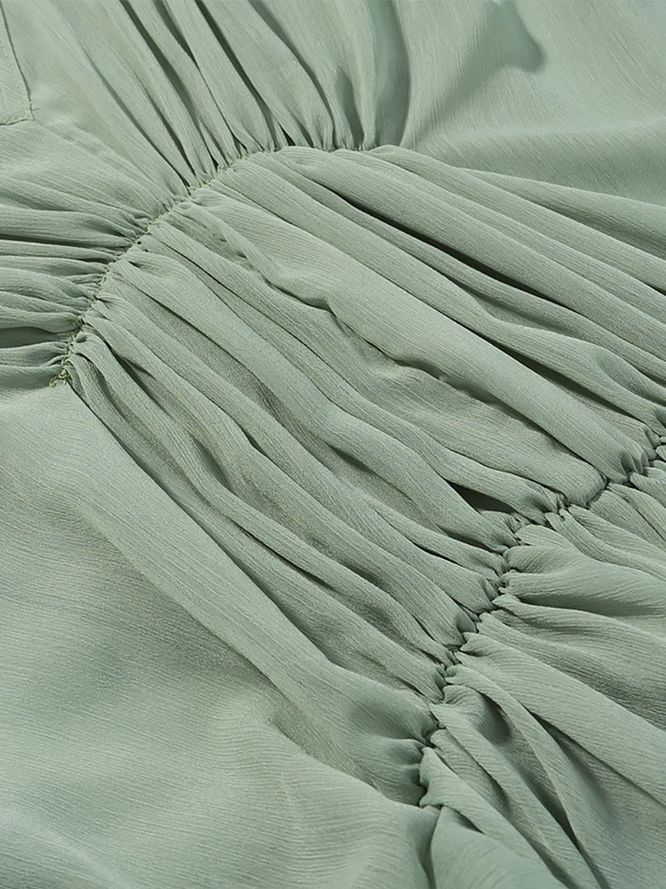 Sommer-Damenbekleidung im europäischen und amerikanischen Stil, neuer Stil, modisches Cape-Stil-Ärmel, V-Ausschnitt, plissiertes Midikleid