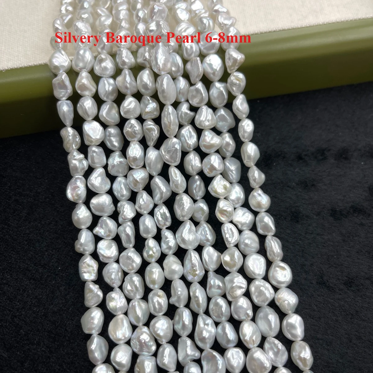 

Silvery Baroque Pearl Natural Freshwater Pearl Broken Silver Shape Pearl 6-8mm For Jewelry Making DIY Necklace Bracelet Earrings