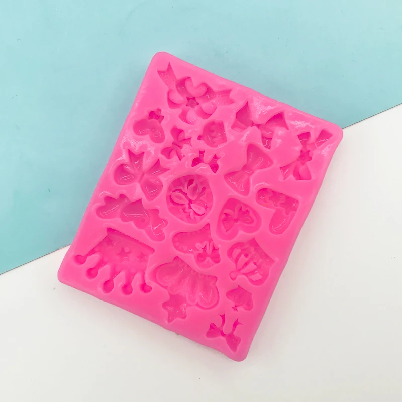 Cartoon Crown Bow Tie Silicone Cake Mold - Fondant Cupcake Jelly Candy Shaped Decorations Baking Mould for Kitchen