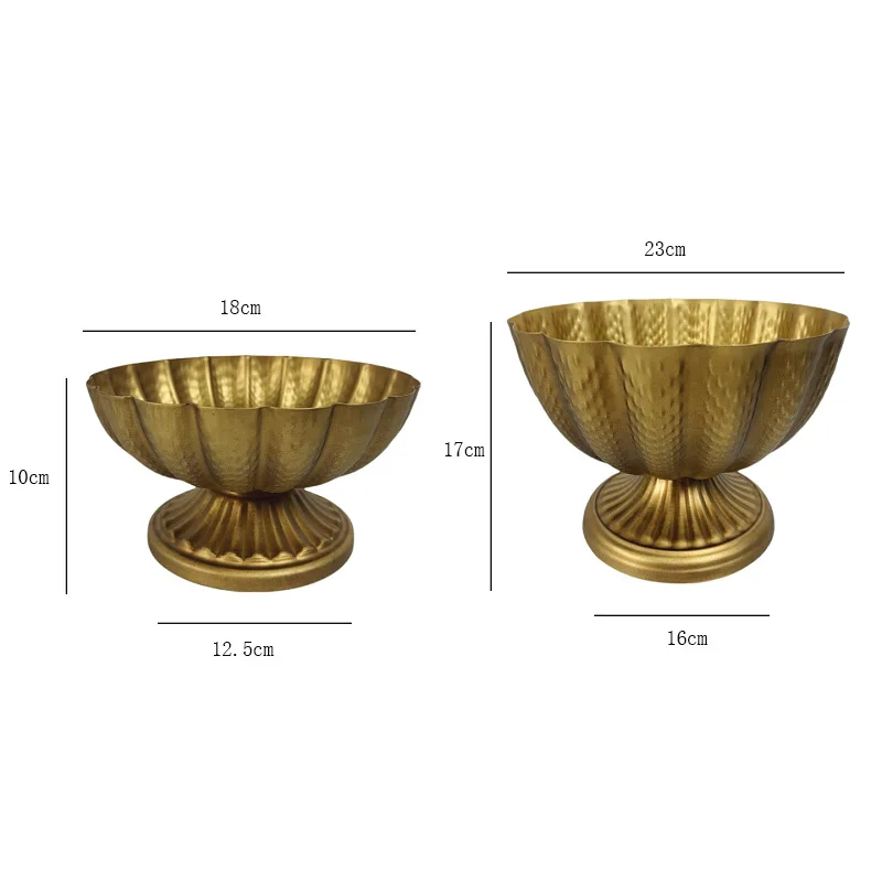 Cross-border American retro golden flower pot banquet desktop center decoration wrought iron flower ware floral arrangemen
