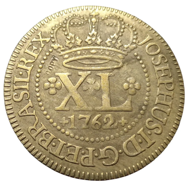 

1762 Brazil 40 Reis-Jose I Bahia Mint Copper Copy Coin 40mm
