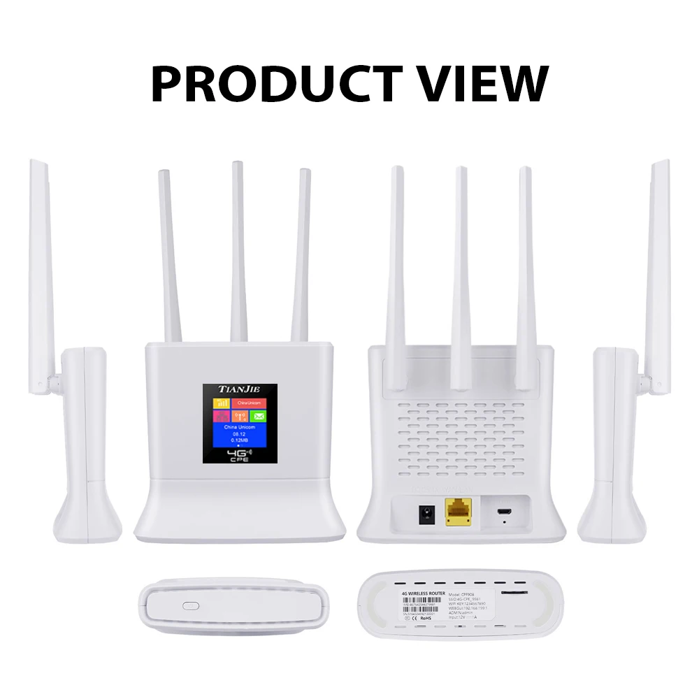 TIANJIE CPE906 4G LTE Router 3 Antennas 150Mbps High-Speed Internet Home Mesh Network Portable WiFi Hotspot for Home Use Wifi 6