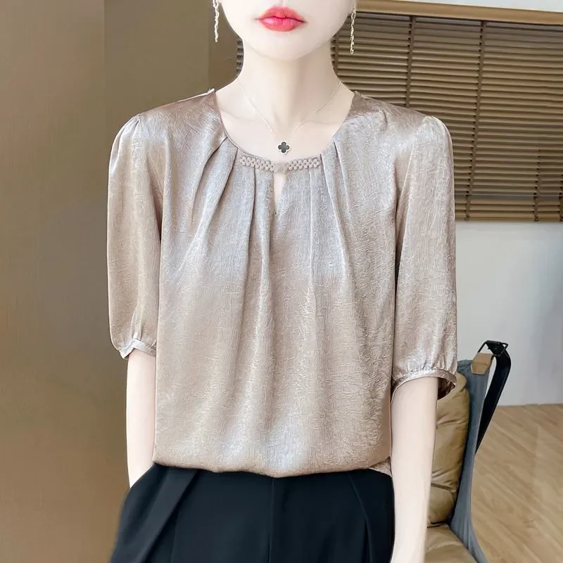 Chemise en satin à manches cou - Korean Lifestyle avis et prix