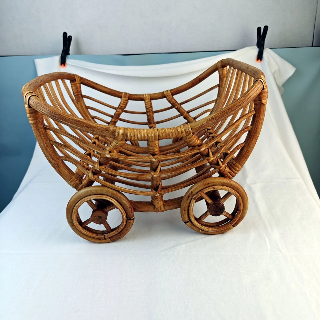 Original Baby Rattan Cart Basket Newborn Photography Props Trolley Baby Crib Newborn Photography Chair Stroller Prop Fotografia