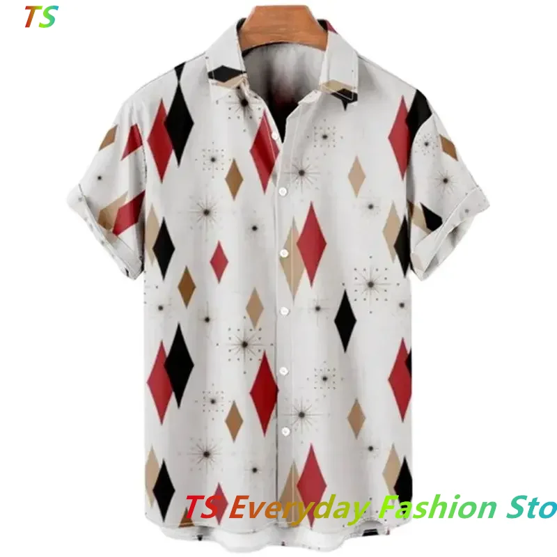 Harajuku Feather Hawaiian Men\'s Shirt Top Printed Men Short Sleeve Casual White Street Summer Beach Shirts For Men Clothing