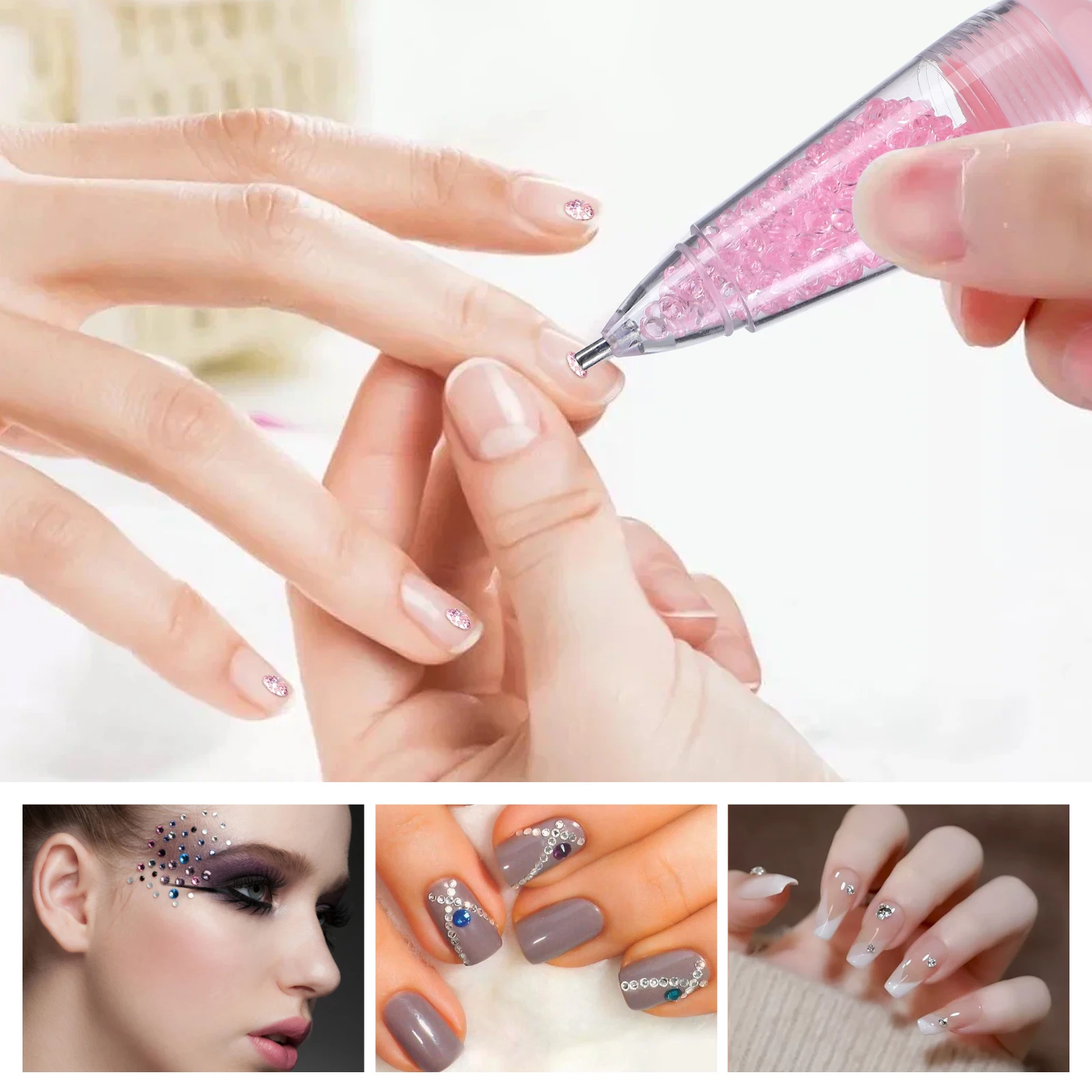 

3pcs Diamond Art Pen Vase Shape Rhinestone Sticky Tool For Nail Diy Crafts Durable Flexible Dotting Picker Mosaic Accessories