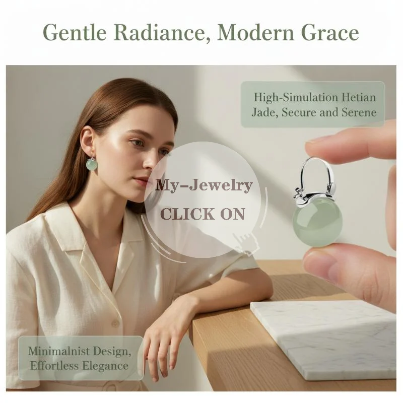 Elegant Resin Drop Earrings Hypoallergenic Silver Natural Light Green Exquisite Jewelry for Women Wedding Guest Wear