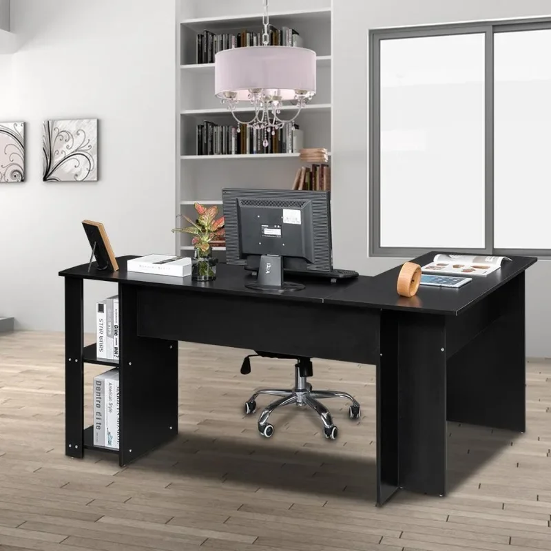 L-type corner computer desk PC notebook workstation home office furniture