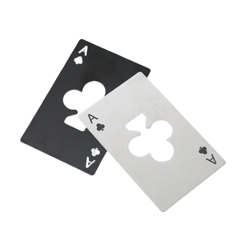 Abridor de cerveza de acero inoxidable con flor de ciruelo de póker creativo, abridor compacto de acero inoxidable estilo casino, herramientas de cocina y bar
