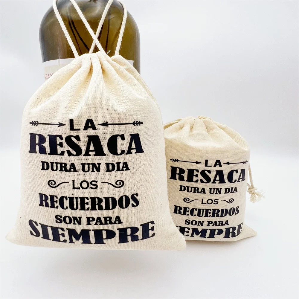 5pcs Spanish Personalized Cotton Wedding Gift Bag Single Pie Recovery Kit Limited to One Day Hangover Kit