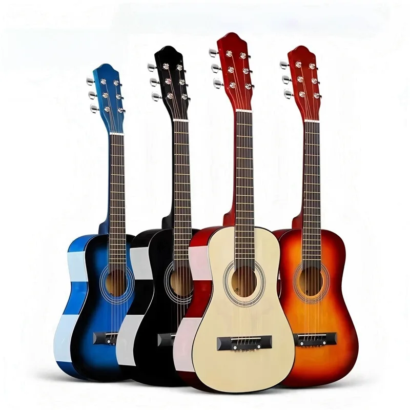 Children's Folk Guitar Basswood Panel Acoustic Guitars 30 Inches Bright Travel Guitar Beginners Entry Level Practice Guitars