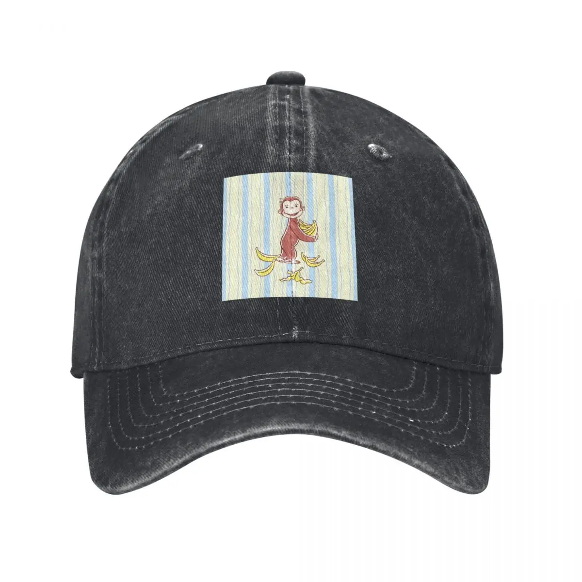 Curious George Monkey Cartoon Animation Baseball Caps Snapback Denim Fabric Hats Outdoor Sports Baseball Cowboy Hat