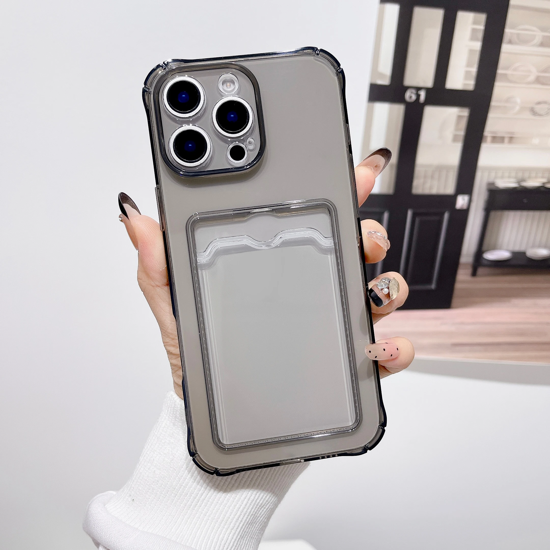 واضح للصدمات معرف ATM فتحة للبطاقات غطاء للحماية آيفون الهواء 17 16 15 14 13 12 11 Pro Xs Max Mini 16e X XR غطاء من السيليكون #4