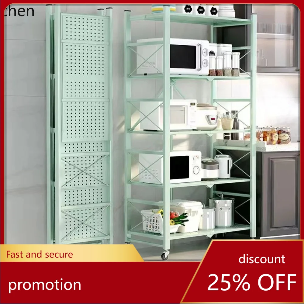 

HXL Foldable Large Kitchen Storage Rack, Bookshelf Multilayer Iron Frame with Wheels, Movable Multifunctional Display Shelf