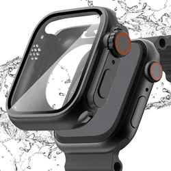 Tempered Glass Cover for Apple Watch Case 44mm 45mm 41mm 40mm Waterproof Screen Protector Full Case iWatch Series 9 8 SE 7 6 5 4