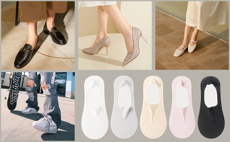 10 Paar Sommer Ultra-dünne Unsichtbare Low-Cut Socken für Damen – Rutschfeste Silikon-Mesh No-Show Socken aus Eisseide, einfarbig, Bootsocken – Detail 4