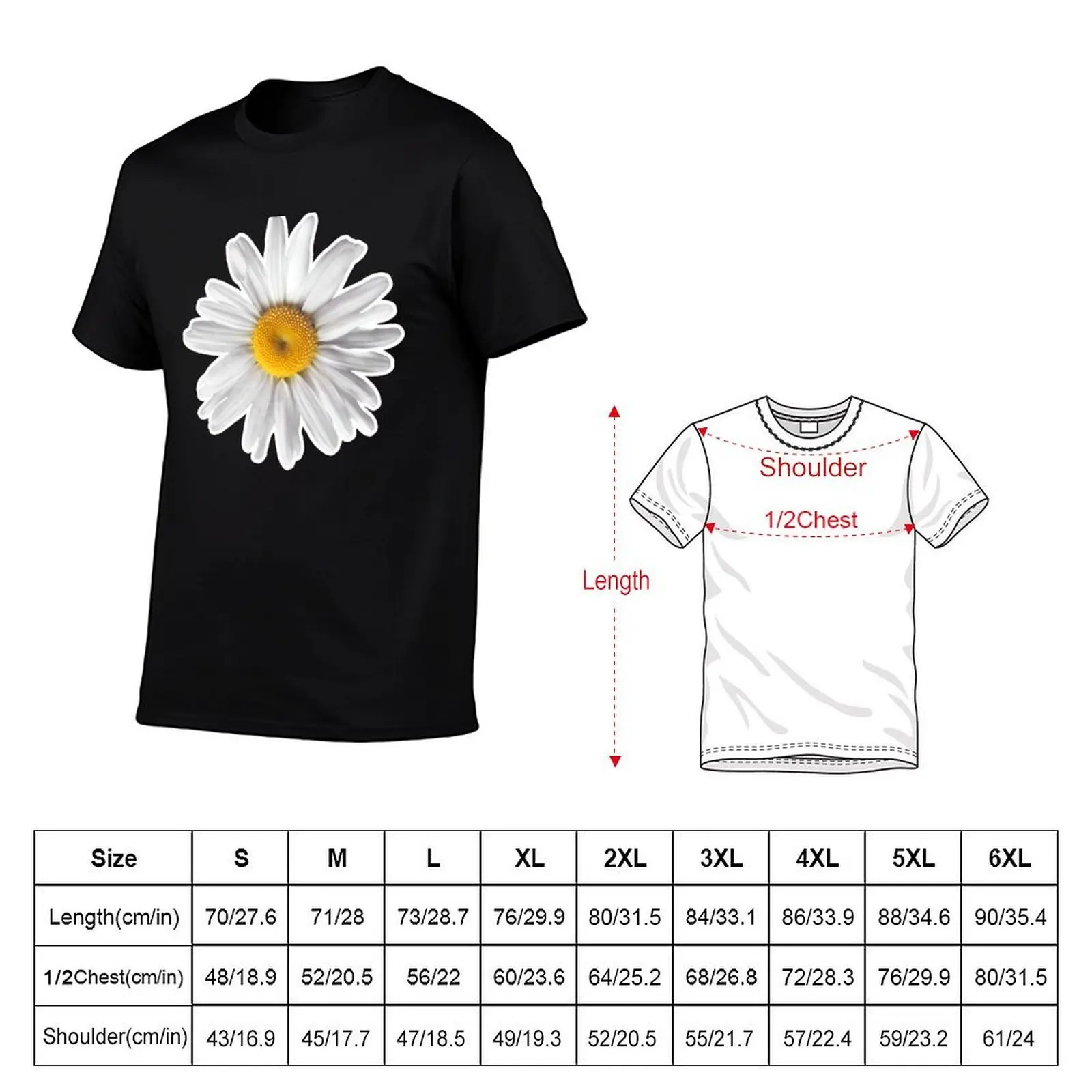 Daisy Blues - Daisy Pattern on Cornflower Blue T-Shirt anime t shirts sports fans plain black t shirts men