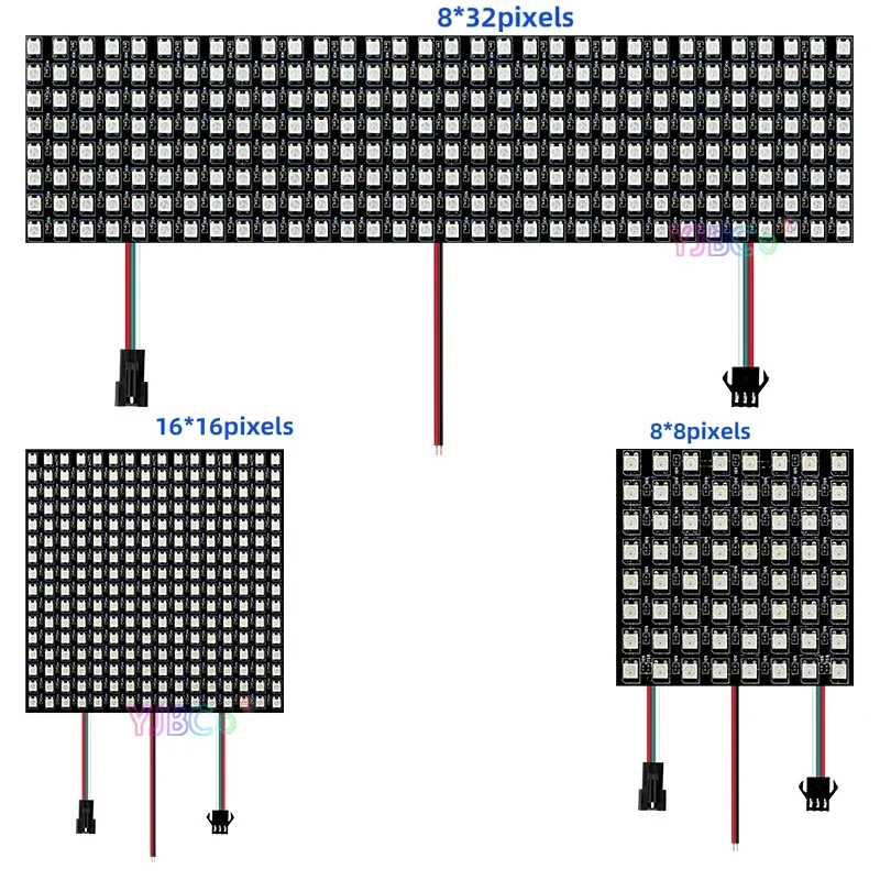 12V WS2815 5V WS2812 LED Pixel Matrix Panel Screen Digital Flexible Programmed Individually Addressable Full Color Display Board