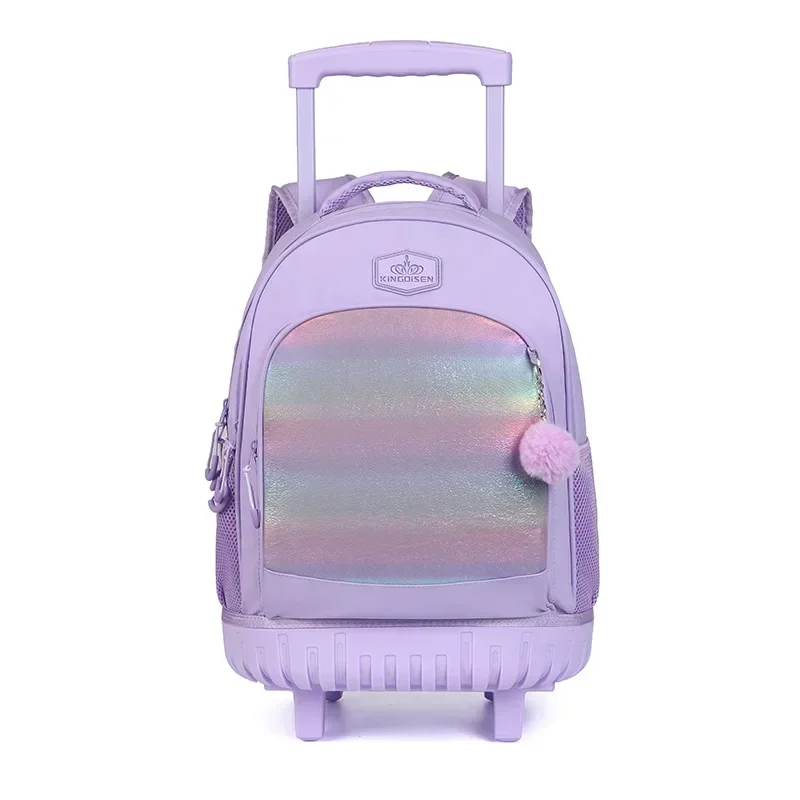 Borsa da scuola con ruote per ragazze Zaino per ragazze di grande capacità Borsa pull up per bambini multifunzionale dal design alla moda