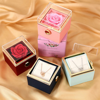 Custom Necklace 2024 New Valentine Eternal Rose Jewelry Box Rotate Wedding Pendant Necklace Storage Case for Women Girlfriend