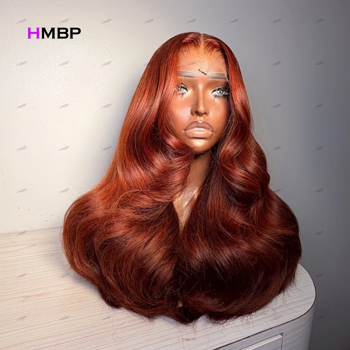 #350 Ginger Orange Body Wave With M Hairline Human Hair Wig 13x6 HD Lace Front Wig Glueless Pre Plucked Hair Ready to Go HMBP