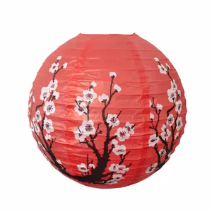 Round Chinese Lantern Handheld, Japanese style, wedding, birthday party decoration, mid autumn festival, printed flower, 30cm 7 Main Sales Japanese Lantern - №5
