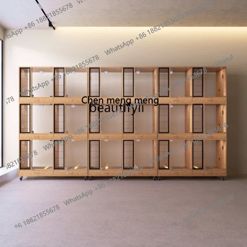 zq1Dog cage solid wood display cabinet small medium and large dog pet store foster breeding dog villa