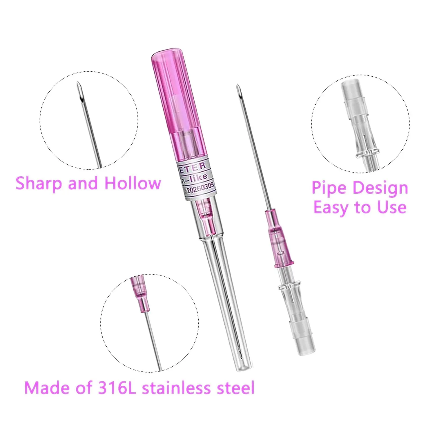50Pcs Body Piercing Needles 14G 16G 18G I.V. Catheter Cannula Ear Nose Septum Navel Sterile Piercing Needles Tattoo Tool