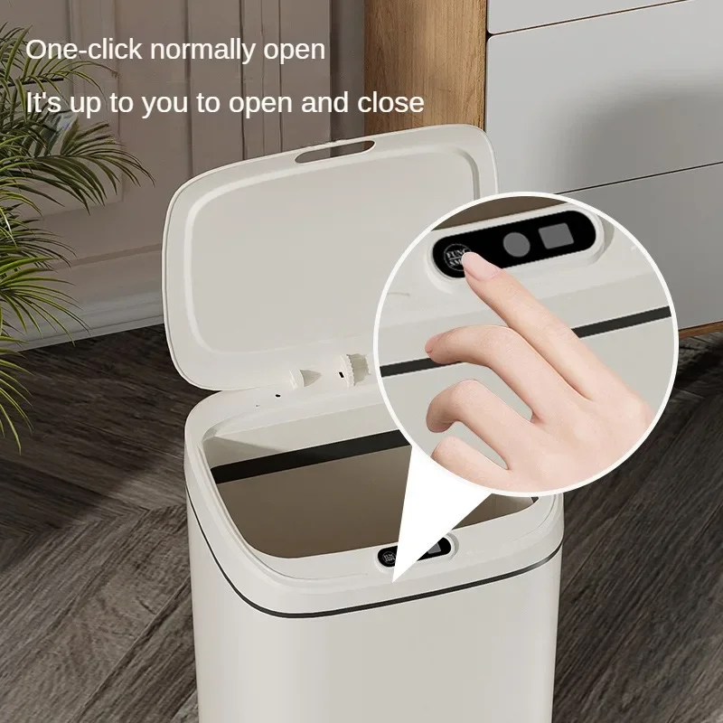 Smart Sensor Trash Can Waterproof Garbage Storage Box with Lid Three-sensor Mode Bathroom Kitchen Bedroom Wastebasket 14L/16L