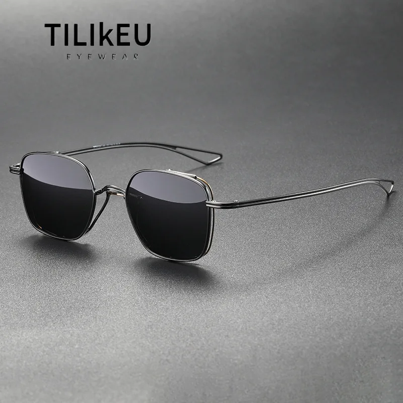 

New Pure Titanium Premium Luxury Polarized Sunglasses Designer Men Women Trendy Unique Nose Pad-Free Driving Travel Shades UV400