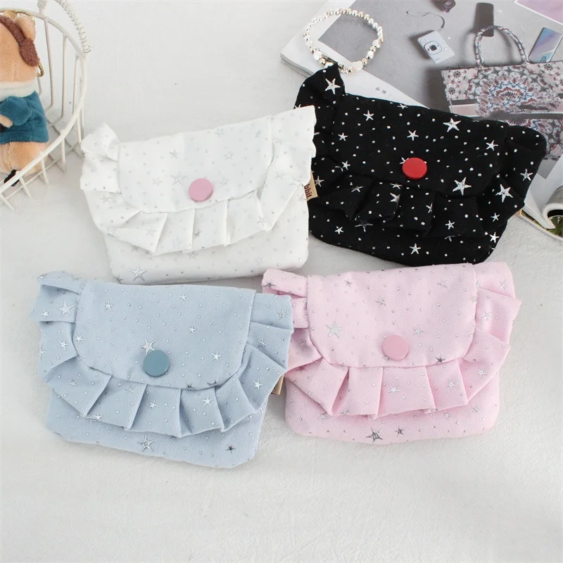 Ear fungus edge flip star coin purse, headphone lipstick storage bag, portable card bag, ID bag, travel makeup bag
