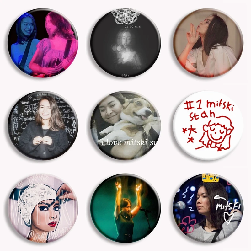 Pop Singer Mitski Button Pin I Love Mitski Stan Brooch Badge Music Lover Bag Accessories Fans Collect Friends Gift