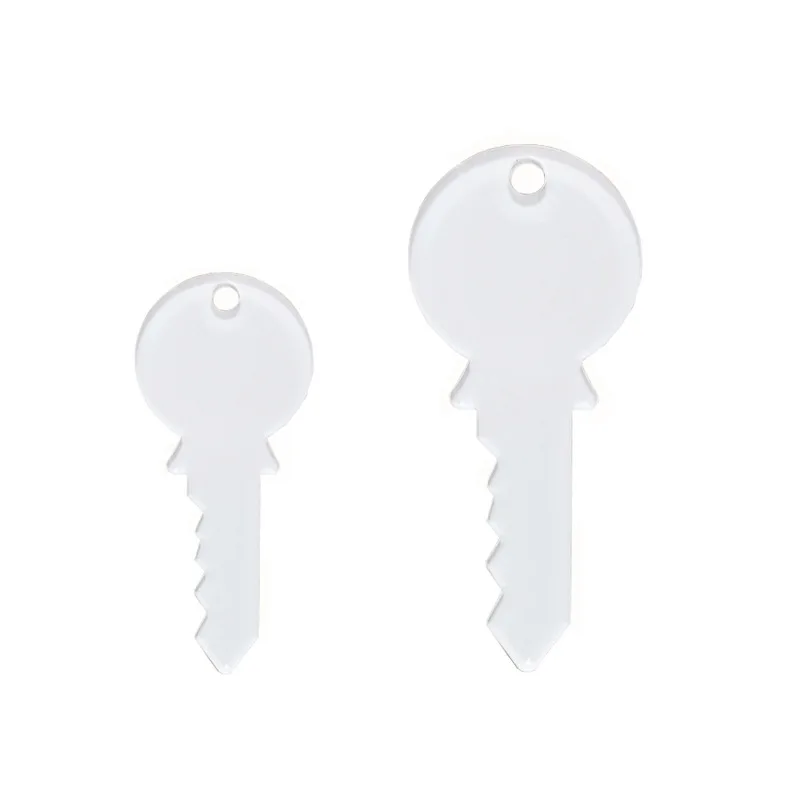 20pcs Sublimation DIY White Single Sided Blank Acrylic Key Shaped Keychain