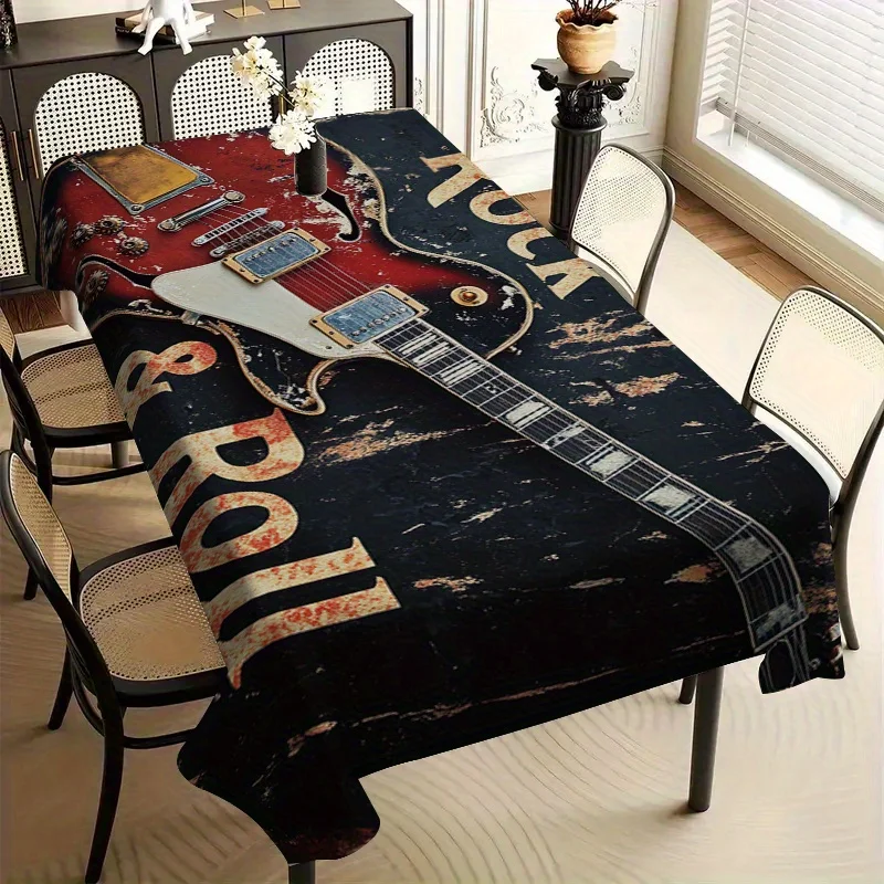 piece of rock and roller: Retro electric guitar tablecloth - A decorative item suitable for music lovers and rock fans. Modern