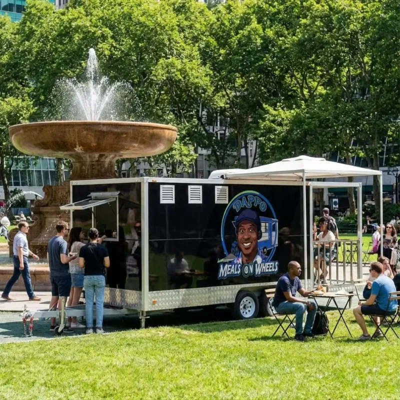 Customized 6ft 10ft 11ft Mobile Food Cart Fast Food Trailer Refrigerator Fryer Griddle For Restaurants New Fiberglass