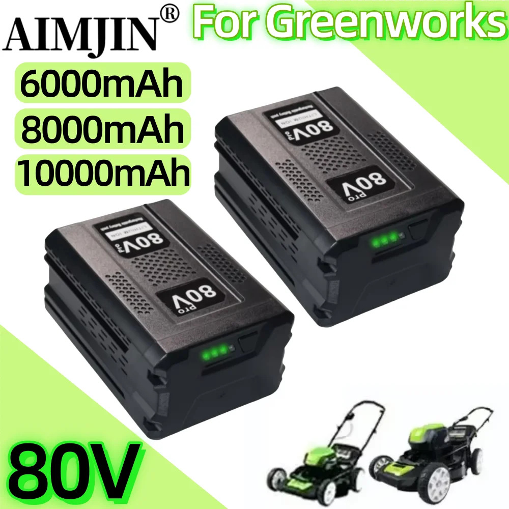 

For Greenworks 80V Rechargeable Battery 6.0-10.0Ah Lithium Ion Battery For GBA80200 GBA80250 GBA80400 GBA80250 GBA80500