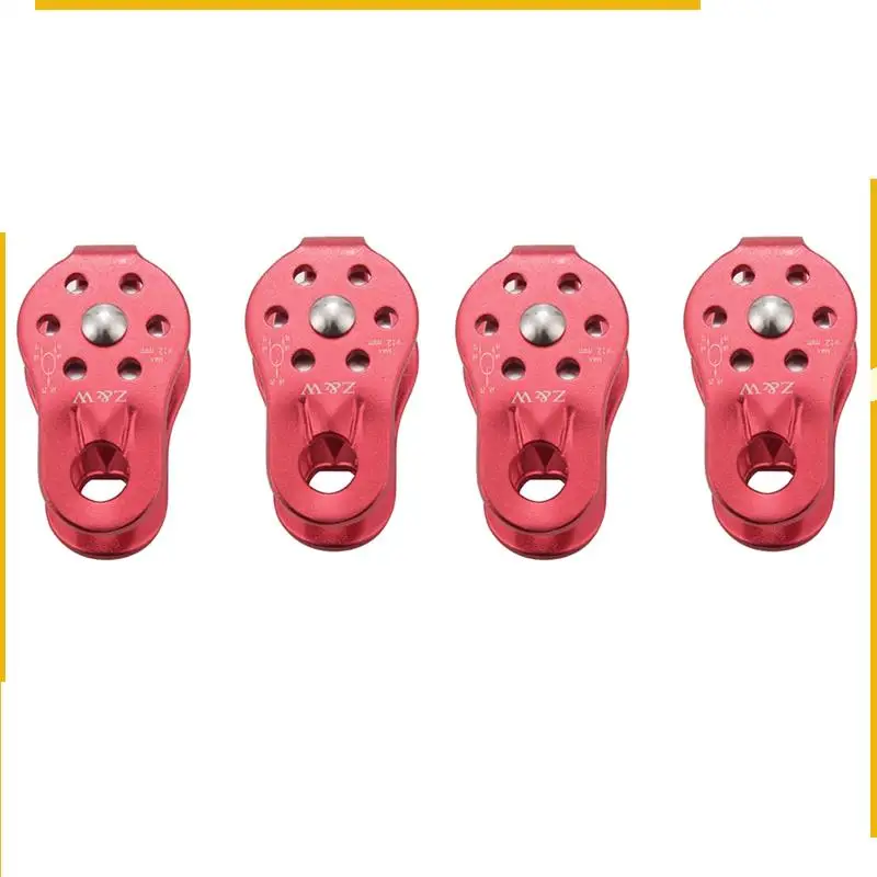 A76K 4 قطع بكرة الصخور حبل شجرة تسلق متسلق Arborist بكرة ثابتة حمراء