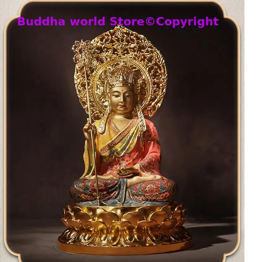 

Asia high grade gold-plated DI ZANG WANG PUSA Buddha statue Patron saint bless safe health bring good luck brass statue