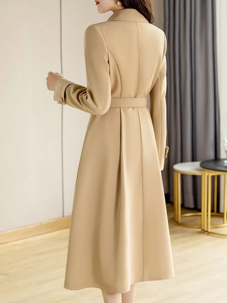 Imagem -04 - Primavera e Outono Blusão Cabolsas Femininos 2023 Nova Versão Coreana Mid-length Cabolsa Moda Design Elegante Escritório Rosa Trench Coat