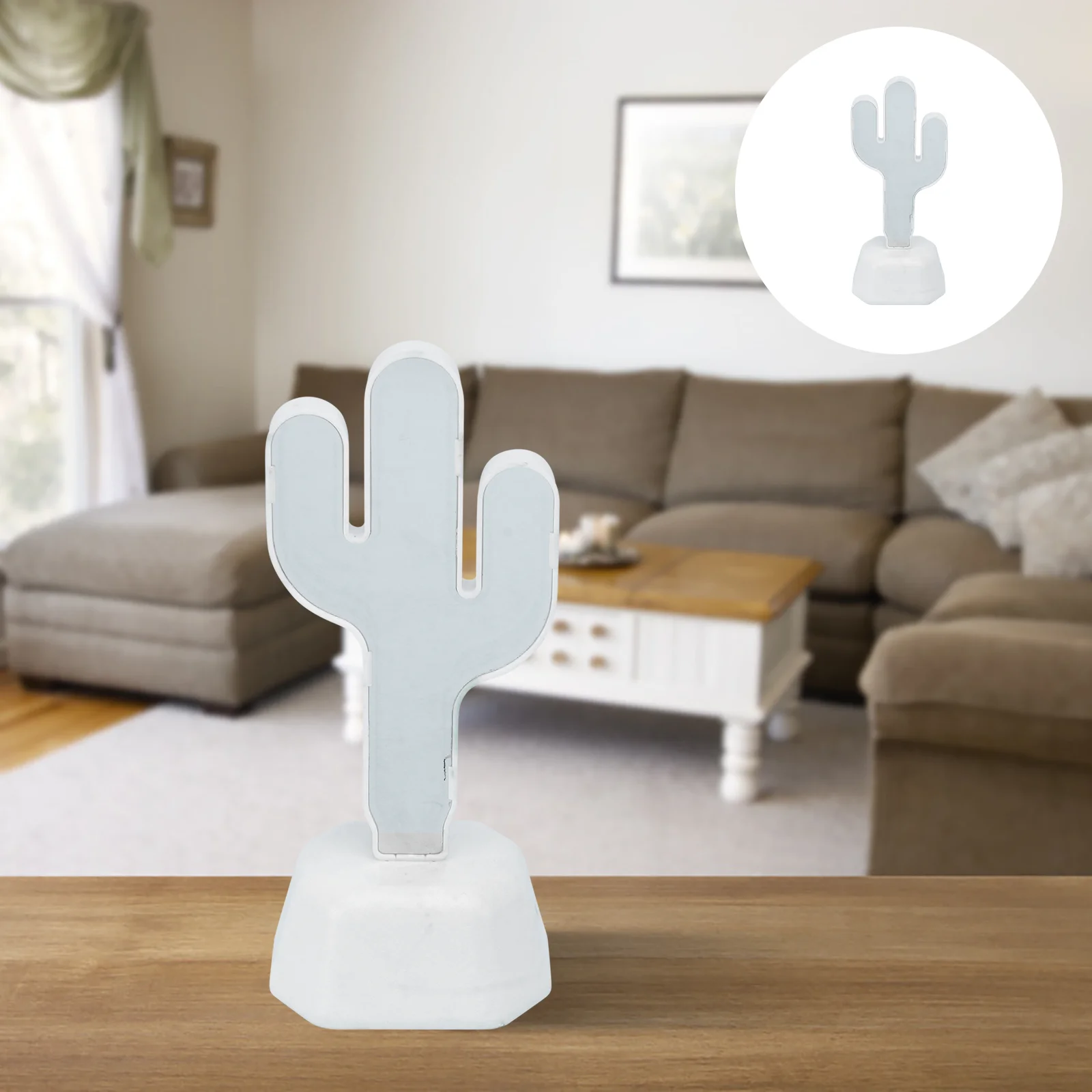 Cactus Shape Tunnel Lamp Clear Mirror Surface Night Light Home Decor Sign LED Optical Effects Small Night Lamp