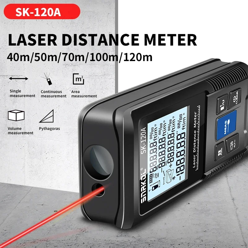 SNAKOL Misuratore di distanza 40m/50m/70m/100m/120m Telemetro laser Dispositivo di misurazione del nastro Strumenti Strumento di test del righello digitale