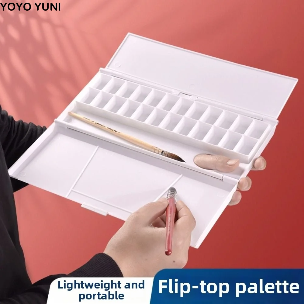 Portable Foldable Watercolor Pigment Box 24 Grids Reusable Travel Painting Palette Easy To Rinse DIY Paint Pigment Tray Student