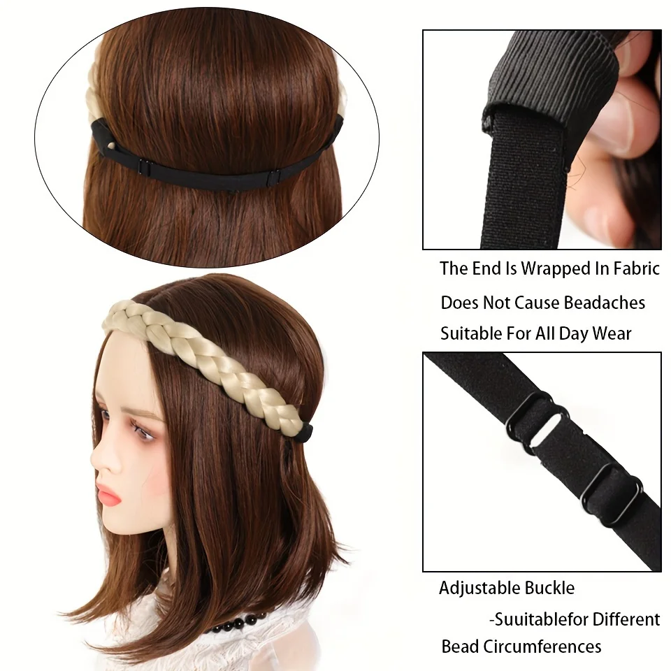 Adjustable Braid Headband Fishbone Braid Headband Synthetic Hair Accessories Elegant For Daily Use Hair Accessories Hair Hoop