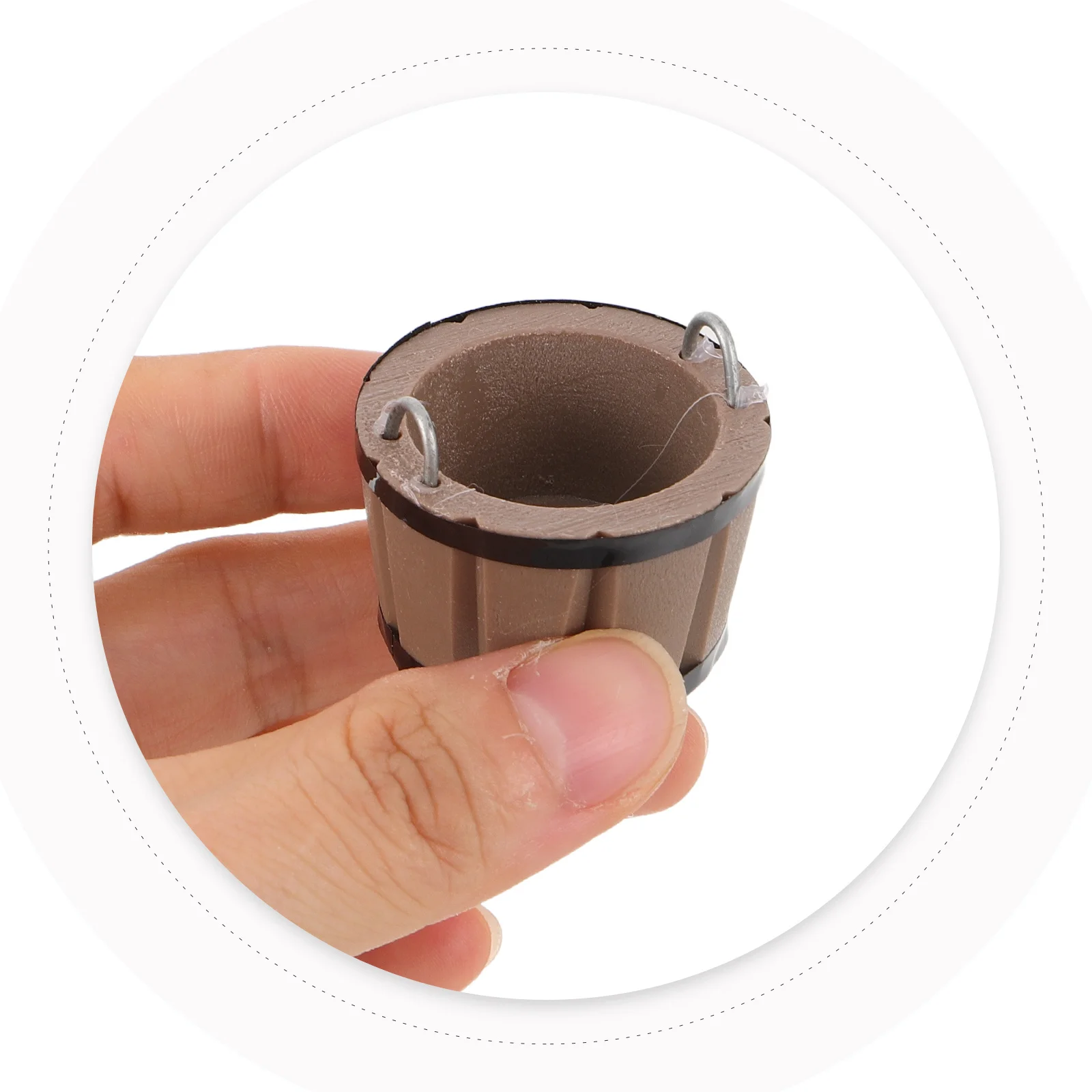 

2Pcs Miniature Resin Barrels with Handles Miniature Bucket for DIY Dollhouse Decoration Farm Scene Accessories Rustic Mini Craft