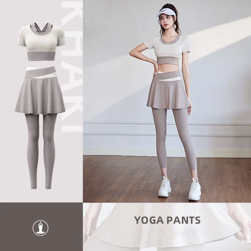 2 Piece Set Seamless Yoga Skirt Suit Women Sports Fitness Wear Gym Sports Workout Running Female Leggings Suit