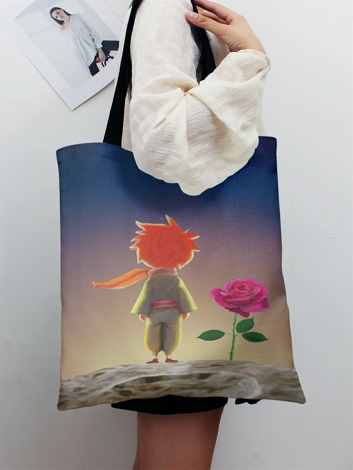 Printed casual handbag, reusable fashionable backpack, multifunctional handbag, canvas shopping bag