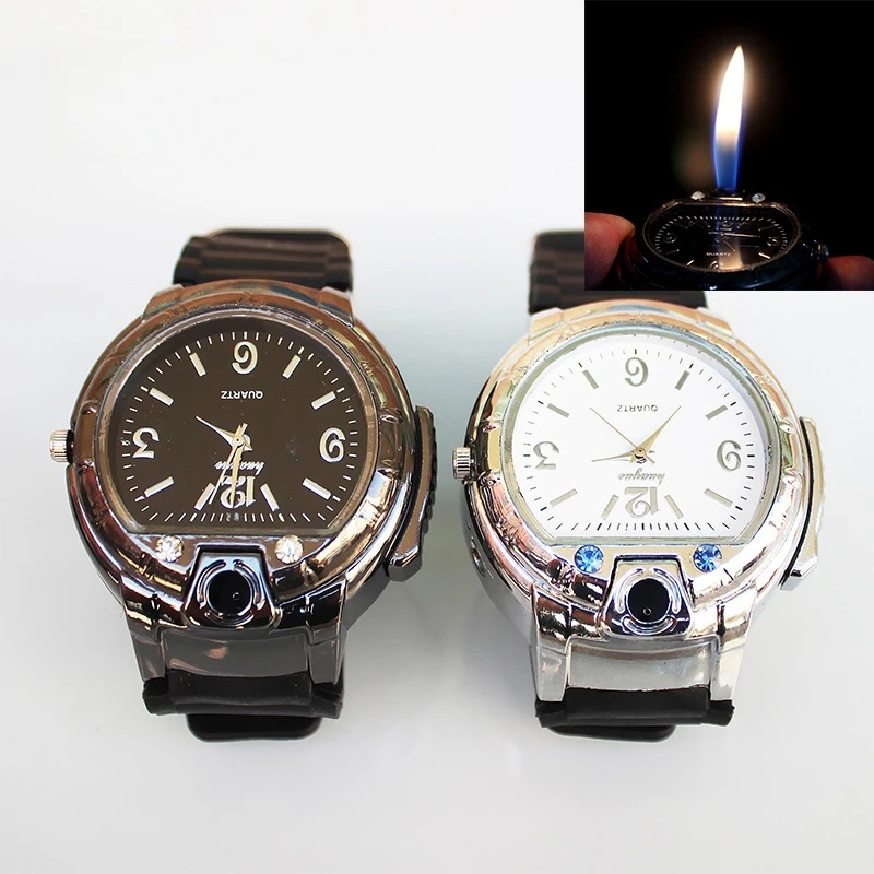 

New Trendy Metal Gas Watch Lighter Outdoor Windproof Portable Rechargeable Lighter Men Fashion and Cool Personality Gift 2025
