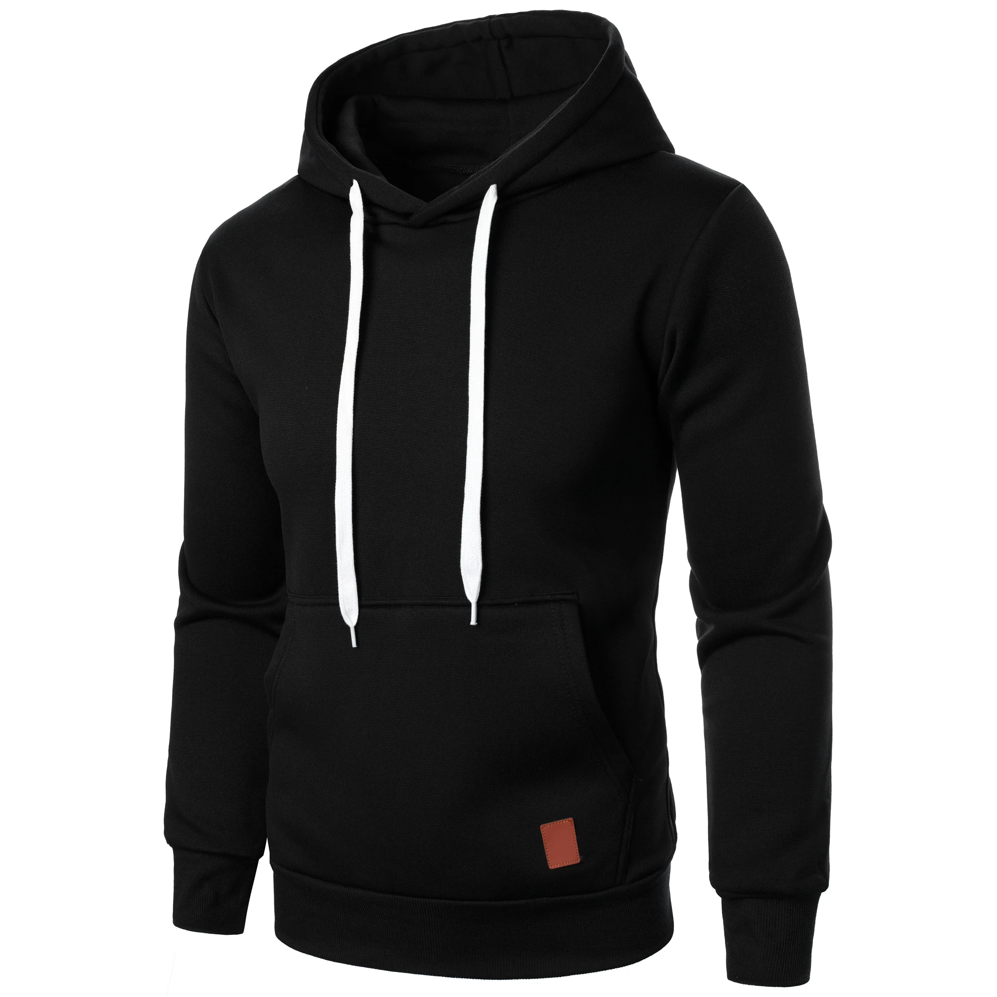Men's autumn and winter solid color outdoor sports casual hoodie top view 4